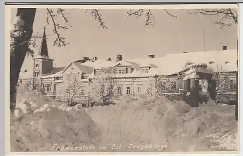 (30710) Foto AK Frauenstein (Erz.), Rathaus am Markt im Winter, 1945