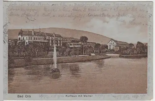 (30700) AK Bad Orb, Kurhaus mit Weiher, 1922