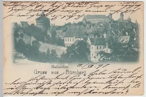 (30661) AK Gruss aus Nürnberg, Hallerthor, 1898