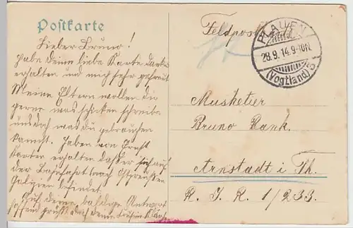 (30588) AK Loreley, Triebtal, Feldpost 1914