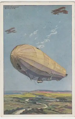 (30545) Künstler AK H.R.Schulze: Militärluftschiff Zeppelin "Hansa" 1915