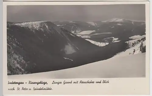 (30516) Foto AK Riesengebirge, Langer Grund mit Heuschober, vor 1945