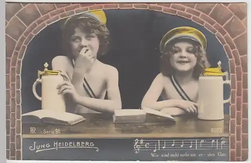 (29926) AK Jung Heidelberg, Kinder mit Bierkrügen und Büchern um 1905
