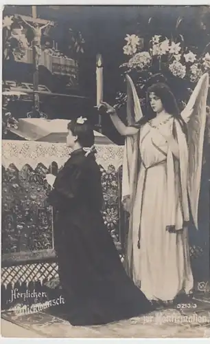 (29829) AK Konfirmation, Mädchen mit Schutzengel 1907