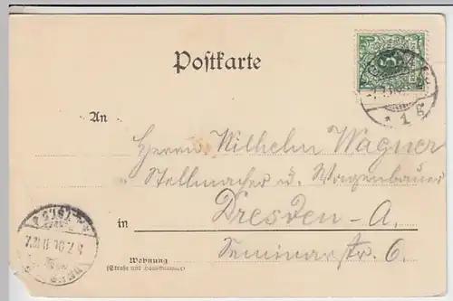 (29664) AK Herr mit Bierglas >Hinunter mit dem Trunk< 1900