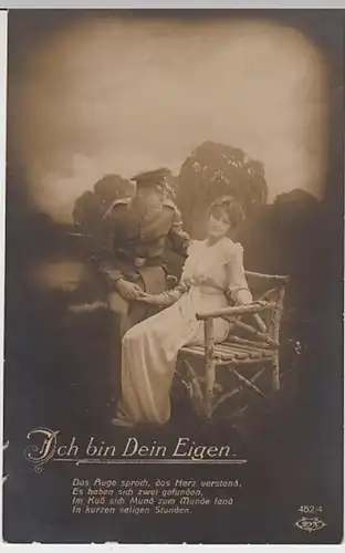 (29628) AK Paar auf Bank, 1.WK Soldatm >Ich bin dein Eigen< 1920
