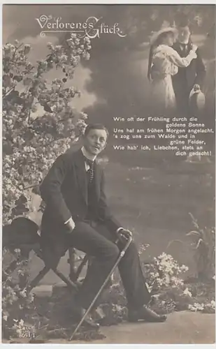 (29595) AK Liebespaar, verlassener Herr >Verlorenes Glück< 1910er