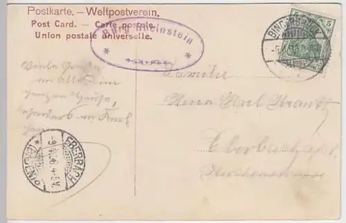 (29402) AK Gruss vom Rhein, Burg Rheinstein 1906