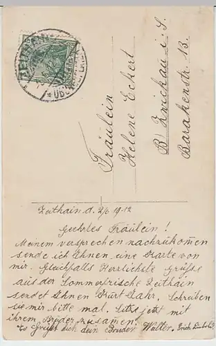 (29363) AK Porträt 1.WK Soldat Walter Erich Liebold, Zeithain 1912