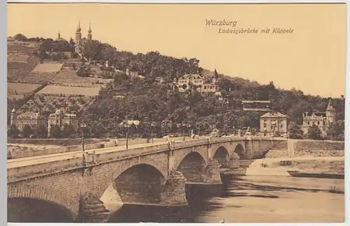 (29361) AK Würzburg, Ludwigsbrücke mit Käppele 1910/20er