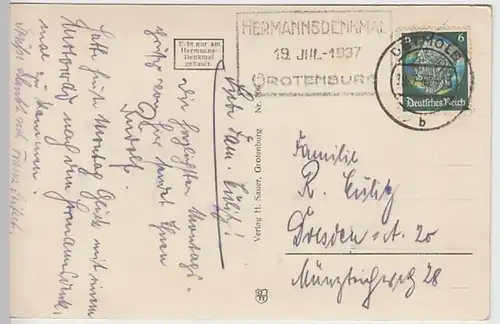 (29352) AK Hiddesen, Hermannsdenkmal mit Bismarckstein 1937