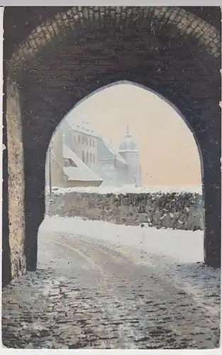 (29339) AK Meißen im Schnee, Blick aus dem Burglehntorbogen 1951