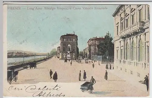 (29286) AK Firenze, Lung'Arno Amerigo Vespucci e Corso Vittorio Emanuele 1906