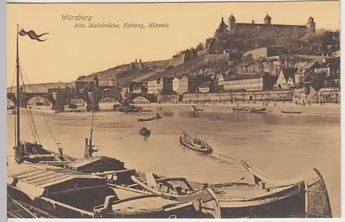 (29279) AK Würzburg, Alte Mainbrücke, Festung, Käppele 1910er