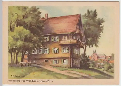 (29259) Künstler AK Walldürn i. Odw., Jugendherberge 1940er