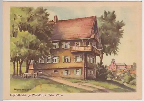 (29145) Künstler AK Walldürn i. Odw., Jugendherberge 1940er