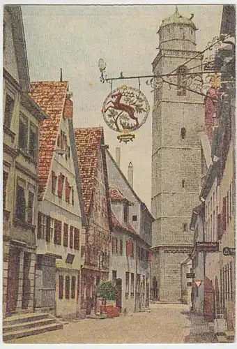 (29074) Künstler AK Dinkelsbühl, Turmgasse, Blick zum Münster vor 1945