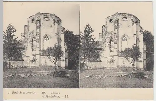 (29004) AK Zell (Mosel), Ruine Marienburg, Stereofoto um 1900