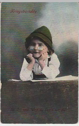 (28986) AK Patriotika 1.WK, Kind mit Zeitung >Kriegsberichte< 1916