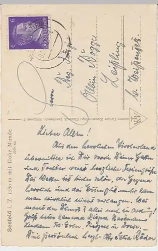 (28700) AK Seefeld i.T., Ansicht mit Hohe Munde 1942