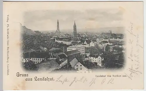 (28582) AK Gruss aus Landshut, Blick von Nordost 1897