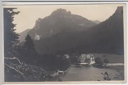 (28572) AK Alpsee mit Hotel Alpenrose und Schloss Neuschwanstein vor 1945