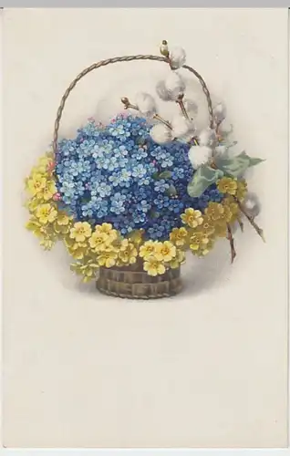 (28569) AK Grußkarte Blumenkorb um 1910