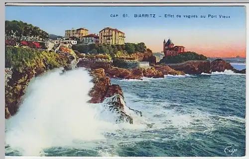 (28500) AK Biarritz, Effet de vagues au Port Vieux 1910er