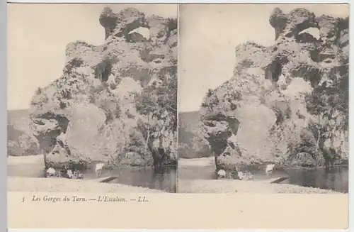 (28372) AK Les Georges du Tarn, L'Escalion, image stéréo 1910er
