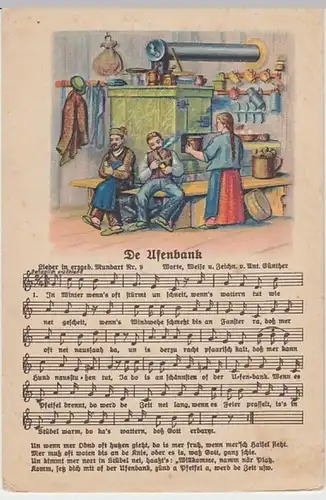 (28169) AK Liedkarte erzgebirgische Mundart >De Ufenbank< 1910/20er
