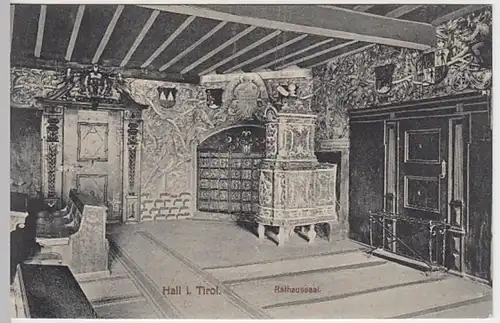 (28148) AK Hall in Tirol, Rathaussaal, vor 1945