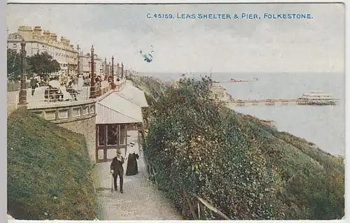 (28098) AK Folkestone, Leas Shelter and Pier 1910er