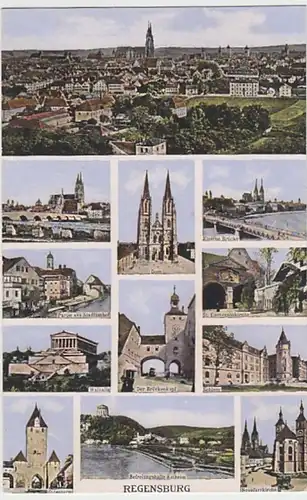 (28116) AK Regensburg, Mehrbildkarte, Brückenkopf, Schloss, vor 1945