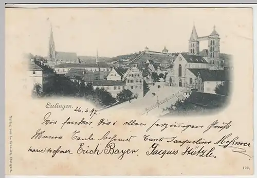 (28001) AK Esslingen am Neckar, Frauenkirche, Burg, Stadtkirche 1897