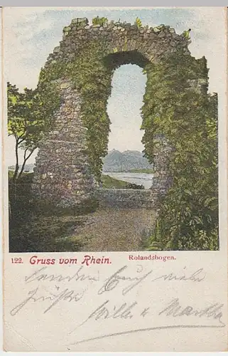(27957) AK Gruß vom Rhein, Rolandswerth, Rolandsbogen 1906