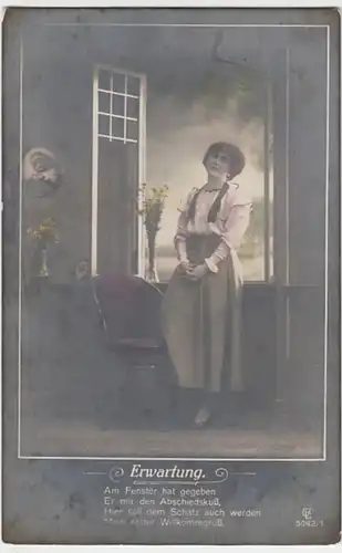 (27908) Foto AK Spruch: Am Fenster hat gegeben er mir 1918