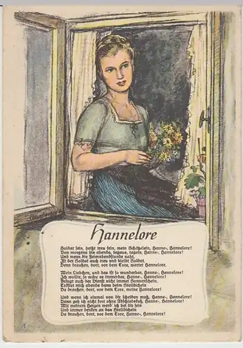 (27868) AK Frau wartet am Fenster, Lied >Hannelore