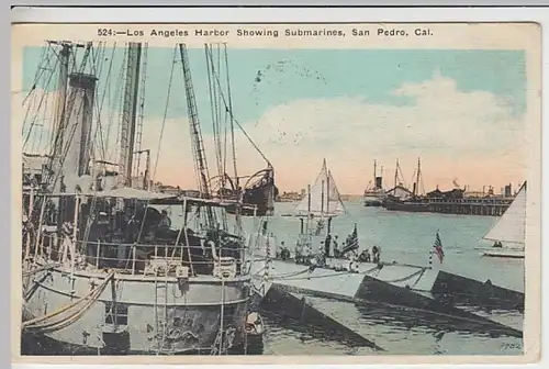 (27861) AK Los Angeles, Kalif., Hafen, U-Boote, Schiffe 1925