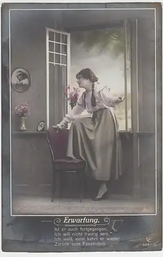 (27856) Foto AK Spruch, Ist er auch fortgegangen 1918