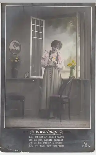(27854) Foto AK Spruch, Gar oft hat an dem Fenster 1918