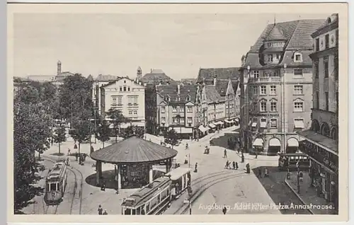 (27815) AK Augsburg, Platz mit Annastraße 1940er