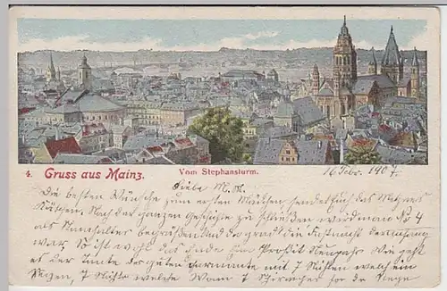 (27820) AK Gruß aus Mainz, Blick vom Stephansturm 1907