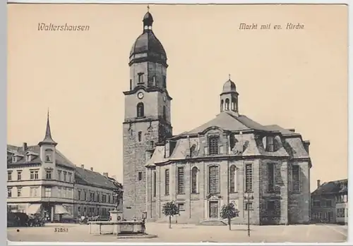 (27764) AK Waltershausen, Thür., Stadtkirche, Brunnen, vor 1945