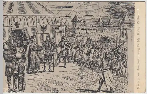 (27721) Künstler AK Kaiser Wilhelm II., Vor Basel, letzte Szene, bis 1918