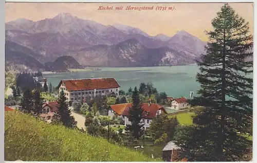 (27688) AK Kochel am See, Ortsansicht, Herzogstand, vor 1945