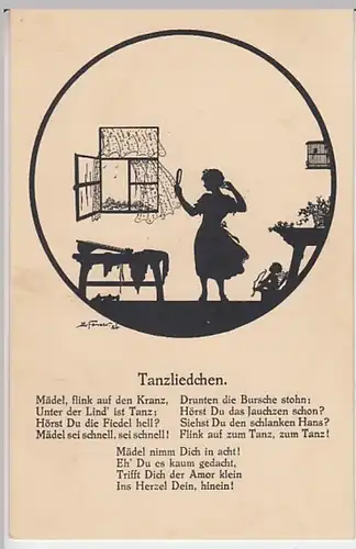 (27623) Künstler AK Elsbeth Forck, Tanzliedchen, Schattenbild, vor 1945