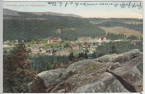(27511) AK Schierke, Harz, Panorama, Mauseklippe, vor 1945