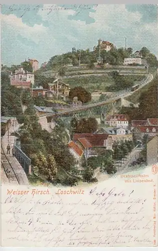 (27494) AK Dresden, Loschwitz, Weißer Hirsch, Drahtseilbahn 1903