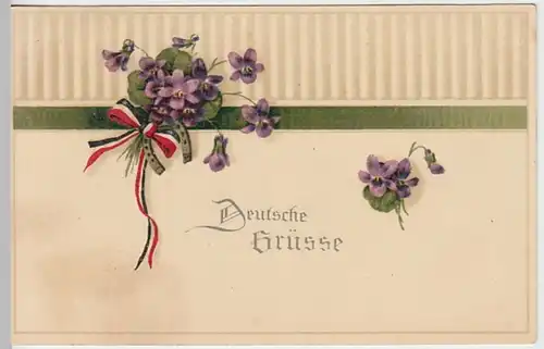 (27327) Künstler AK Patriotika, Deutsche Grüße, Veilchen, Hufeisen, bis 1918