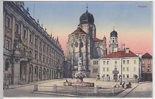 (27325) AK Passau, Dom, Neue Residenz, Wittelsbacherbrunnen, v. 1945